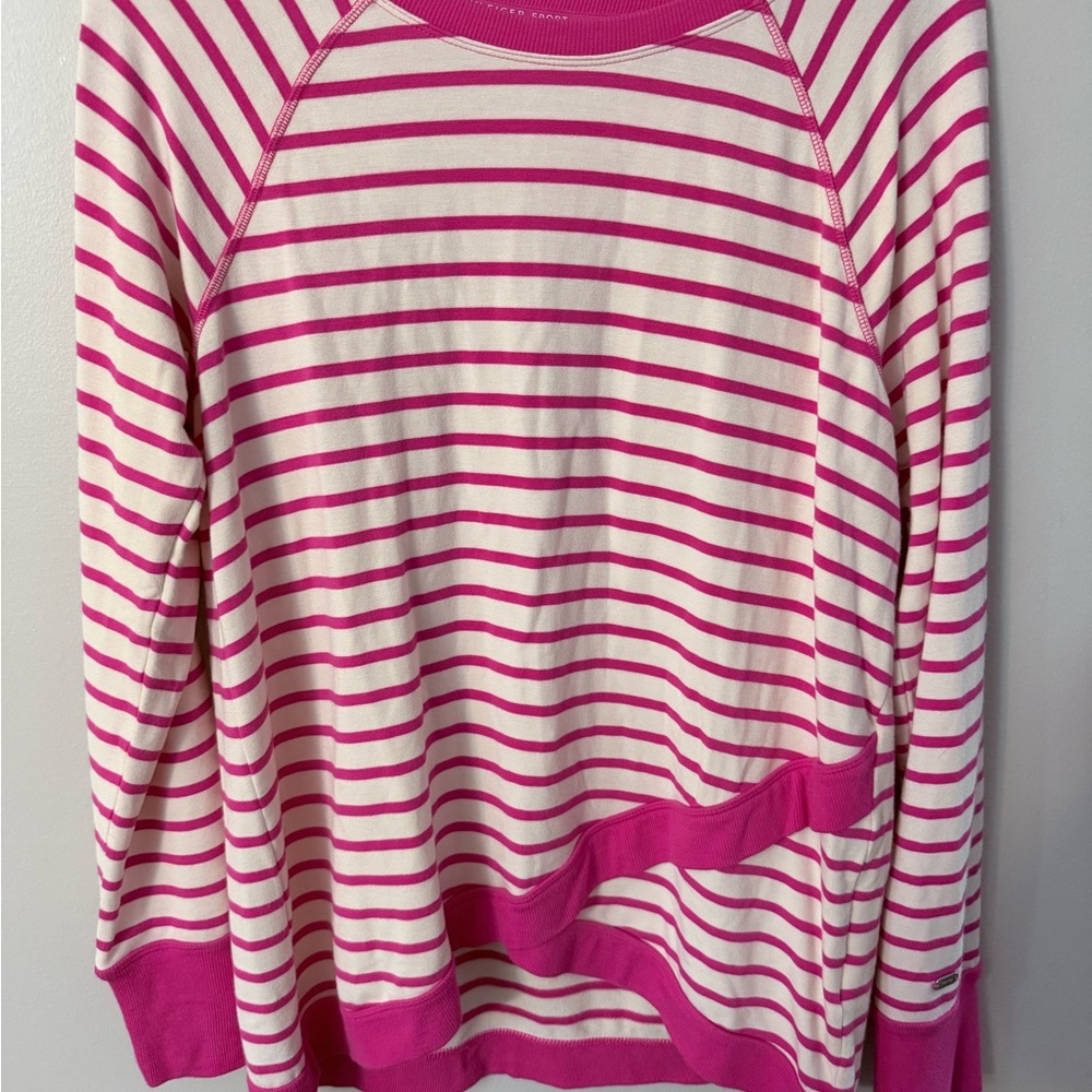 Tommy Hilfiger Sport Pink and White Top size Large New with Tag but small stain